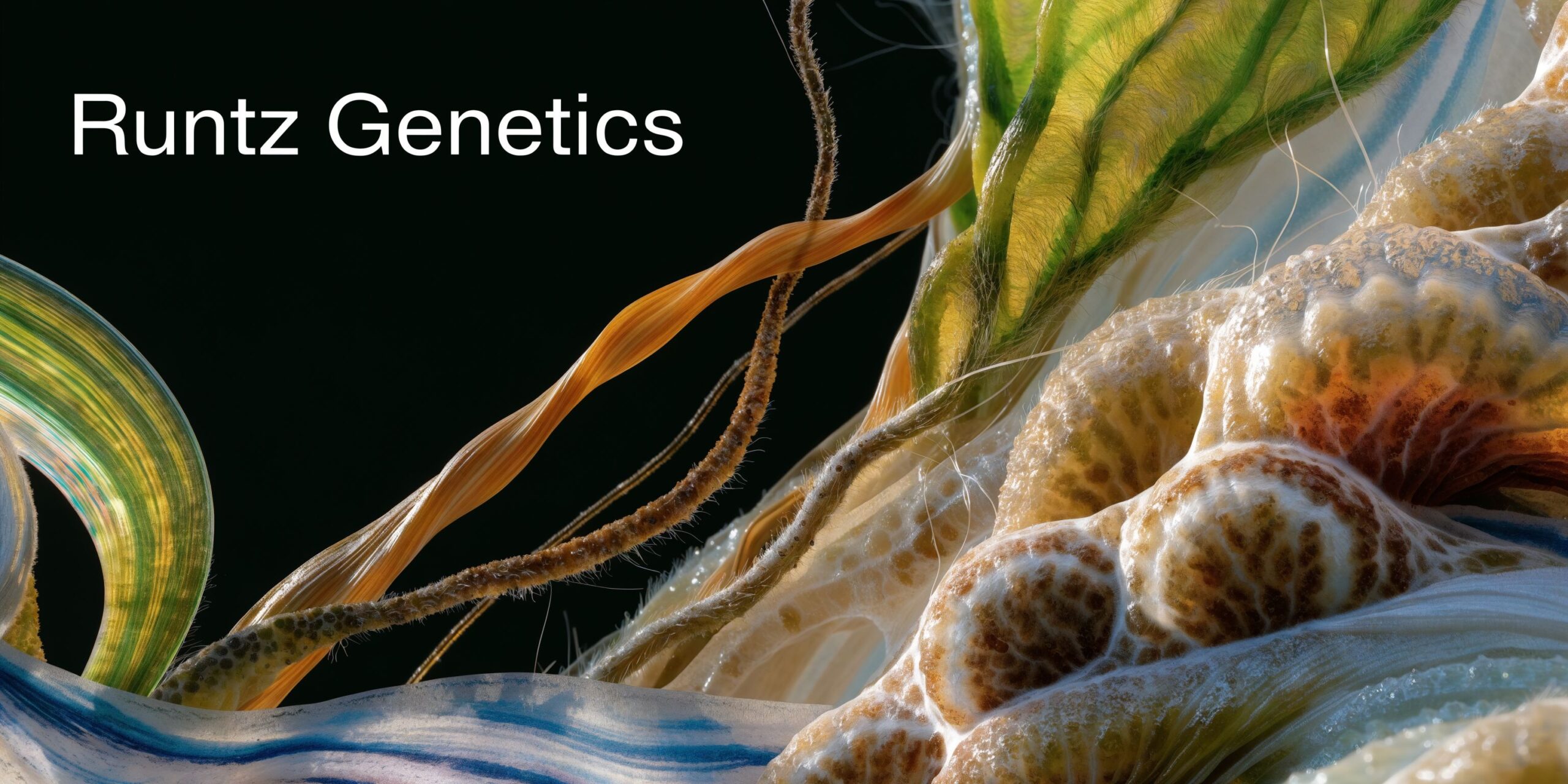 Close-up macro photography of abstract biological organic textures, vibrant colors, and intertwined plant-like structures.