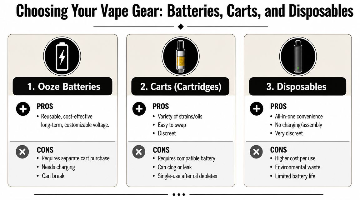 Choosing Your Vape Gear Ooze Batteries Carts and Disposables